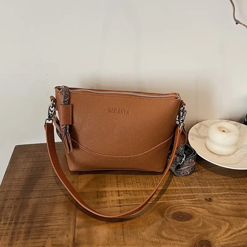 Women's Elegant Ethnic Embroidery Shoulder Strap Bag - Large Capacity Crossbody Bag With Zipper Closure, 3D Ergonomic Design, Suitable For Commuting, Travel, Daily Use, Multi-color Optional, Durable P